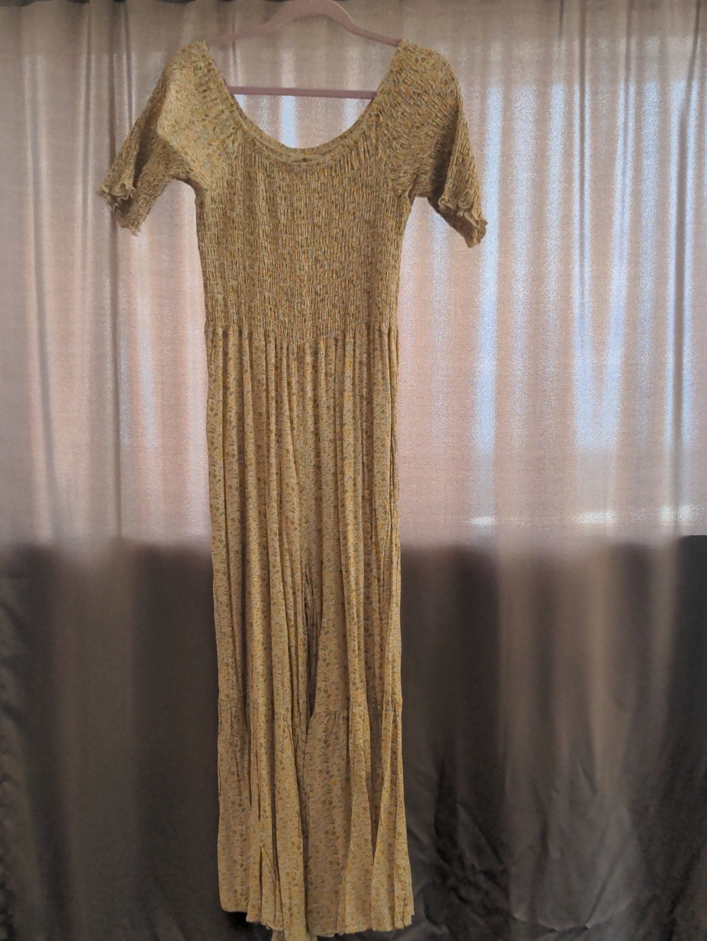NATURAL LIFE Yellow Floral Smocked Wide-Leg Jumpsuit